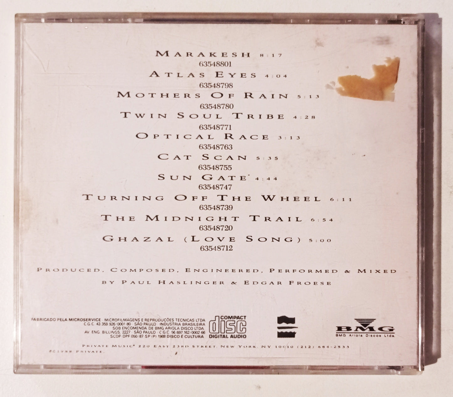 Tangerine Dream - Optical Race (CD - Nacional - USADO)
