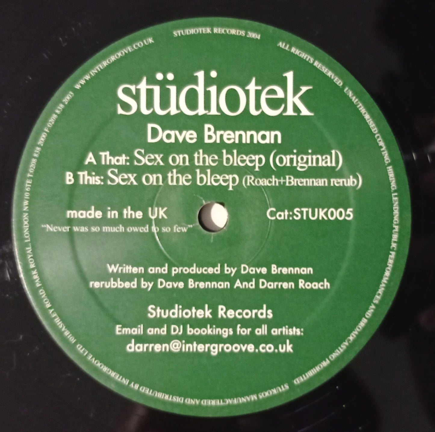 Dave Brennan - Sex On The Bleep (Vinyl 12" - Importado Inglaterra - USADO)