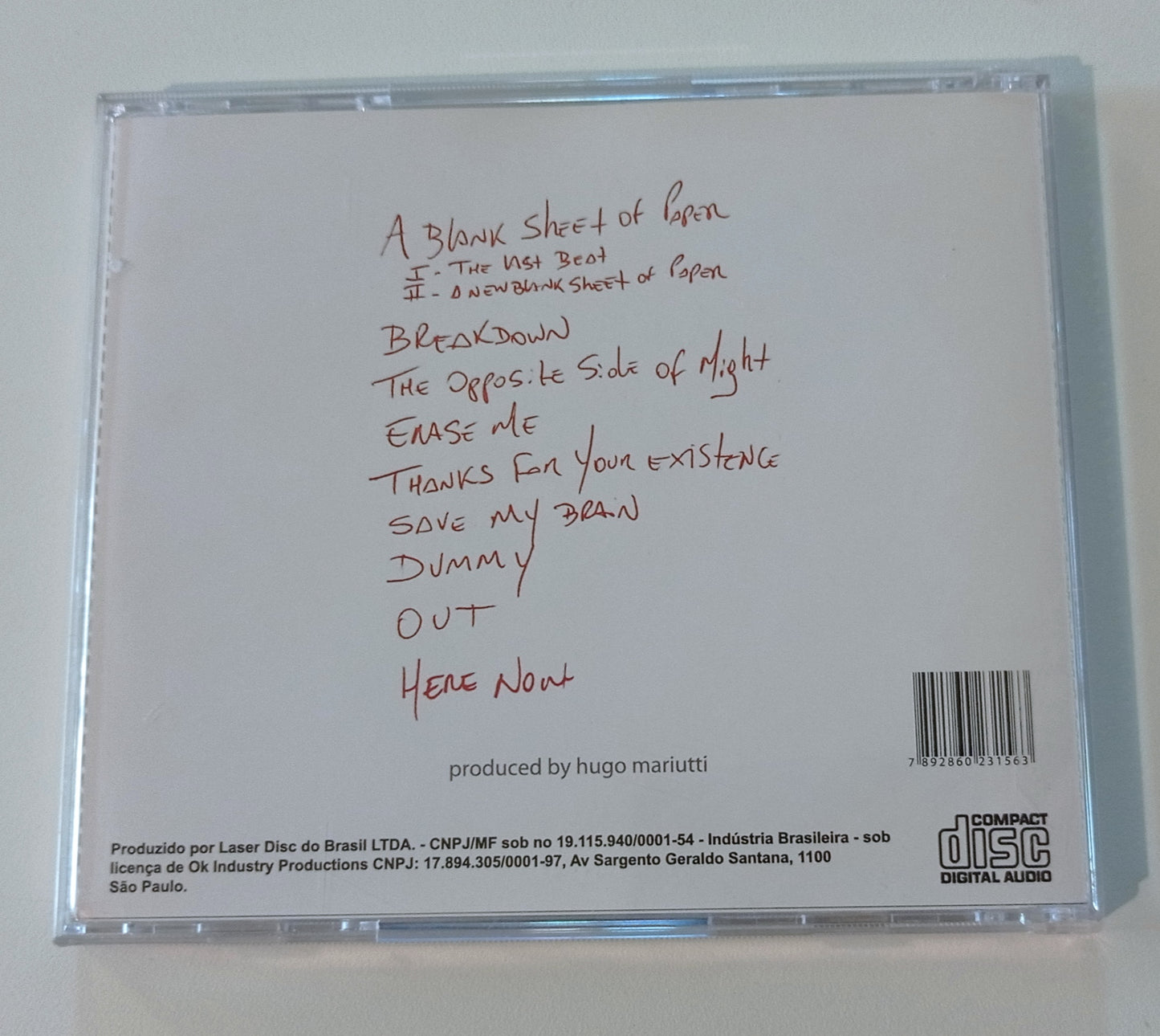 Hugo Mariutti - A Blank Sheet Of Paper (CD Nacional - Usado)