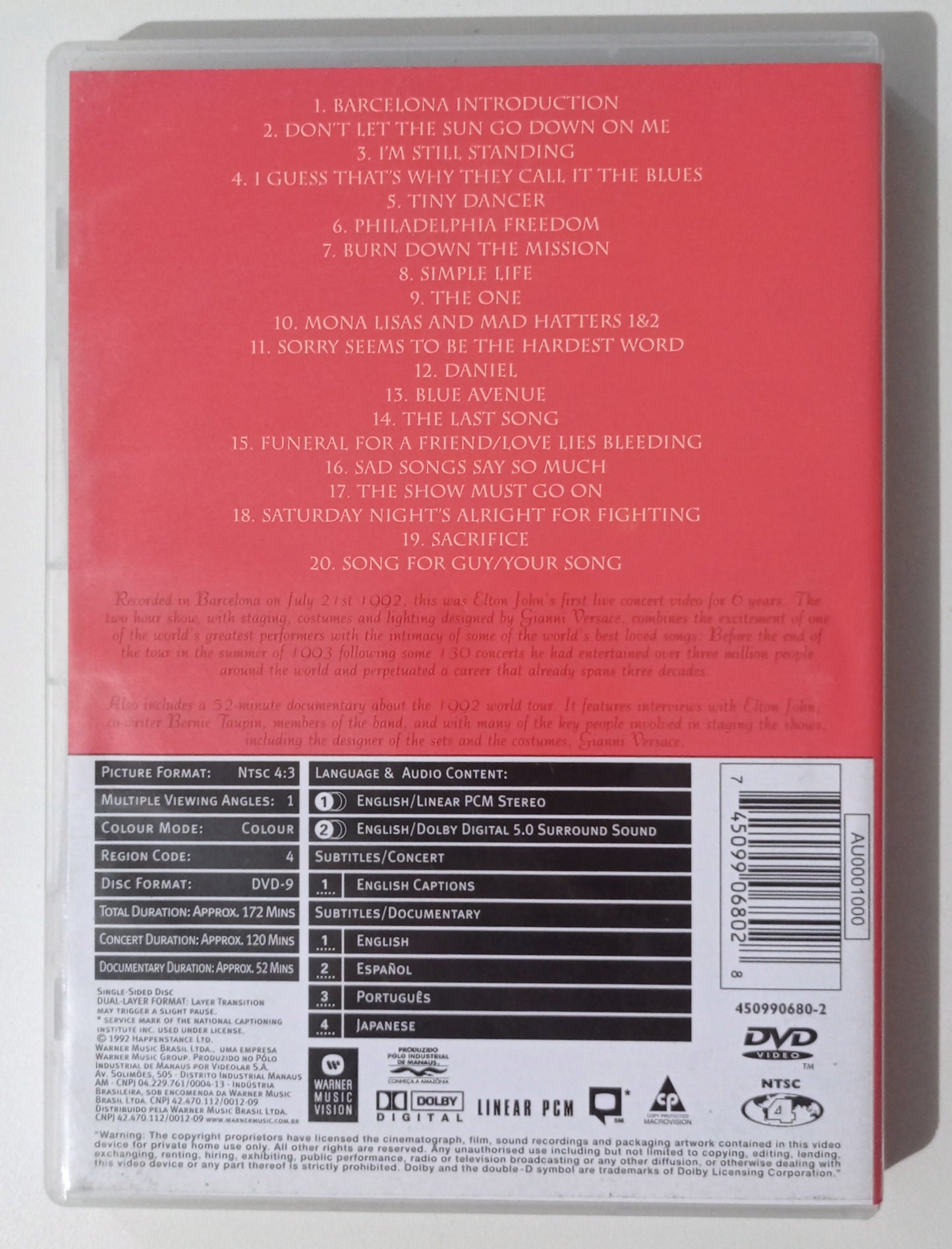 Elton John - Live in Barcelona (DVD Nacional - Usado)