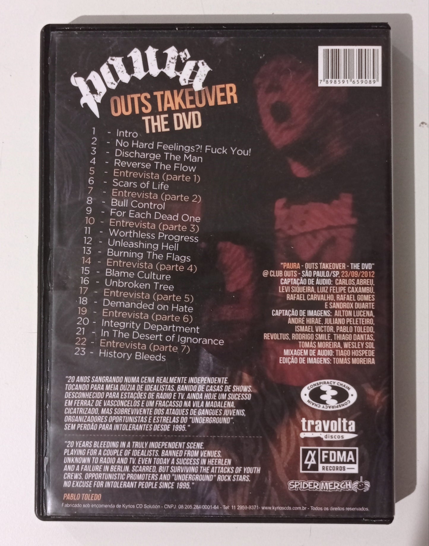Paura - Outs Takeover The DVD (DVD Nacional - Usado)