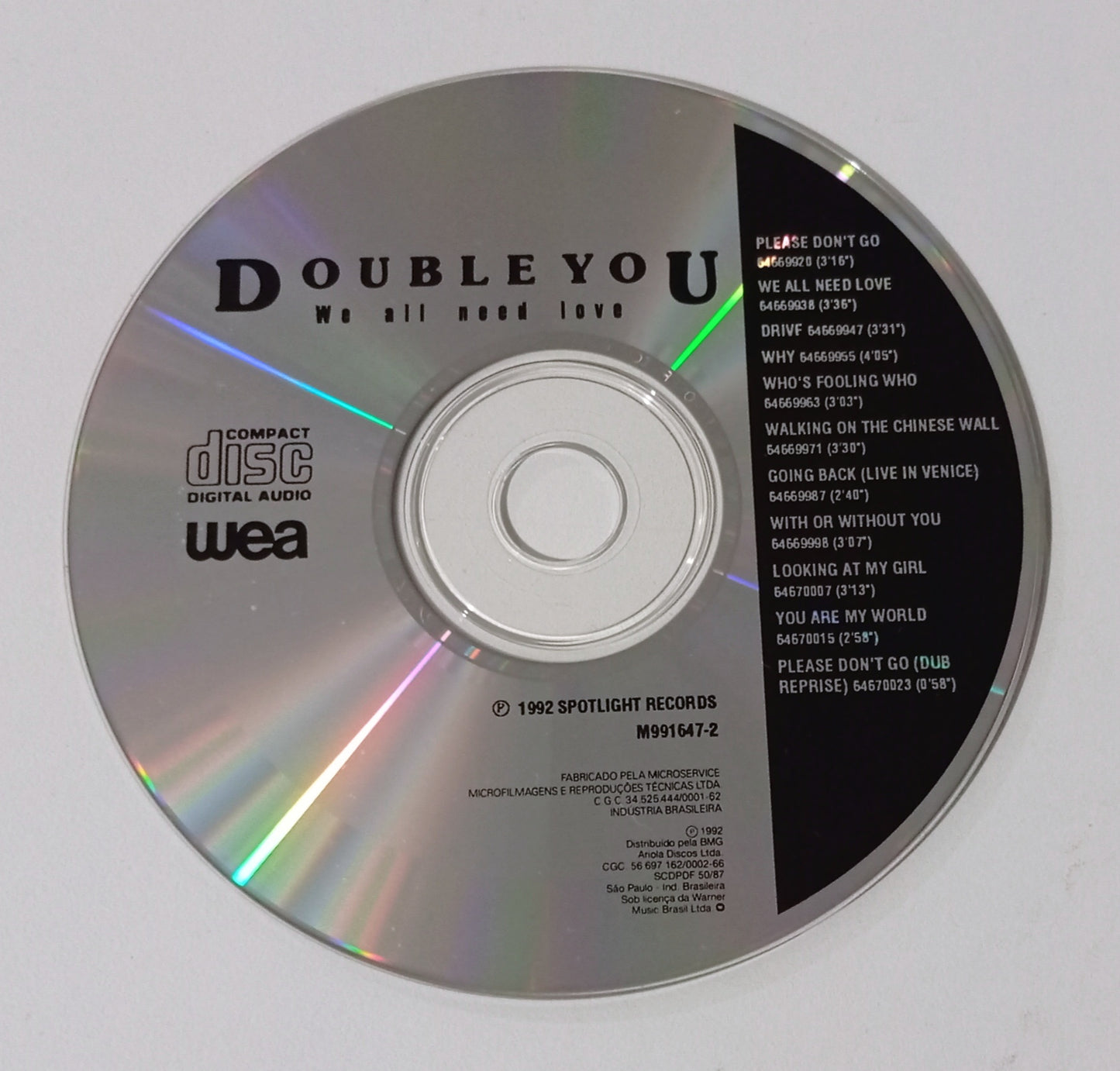Double You - We All Need Love (CD Nacional - Usado)