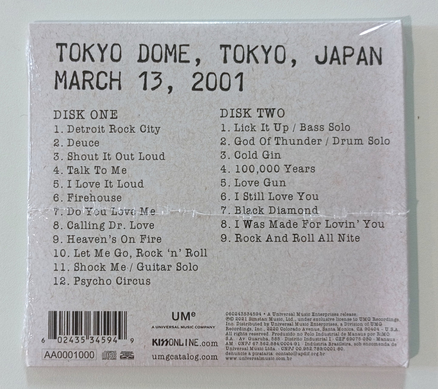 kISS - Off The Soundboard Tokyo 2001 (2x CD Nacional LACRADO)