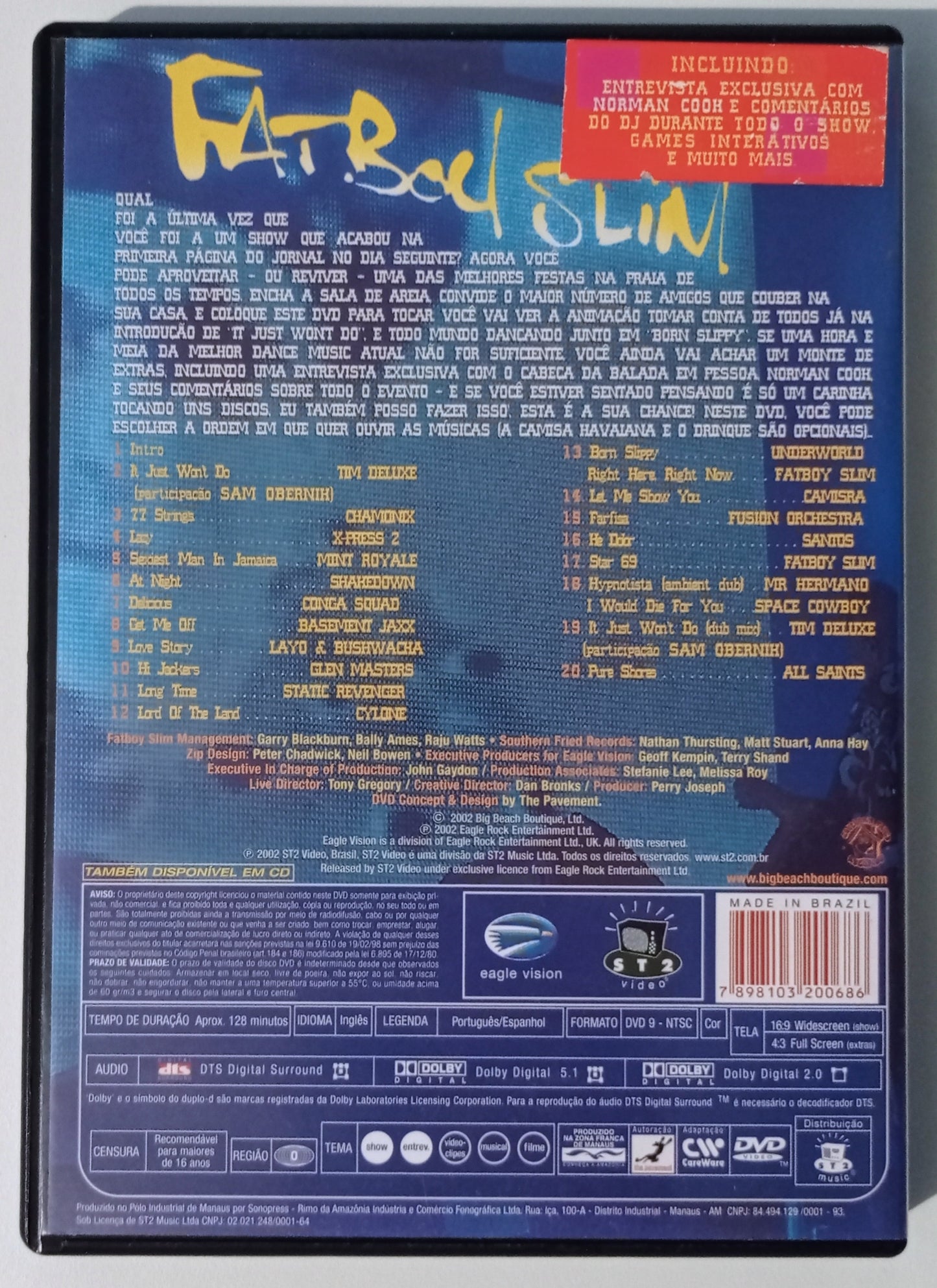 Fat Boy Slim - Big Beach Boutique II, Live on the Brighton Beach The Movie (DVD Nacional - Usado)