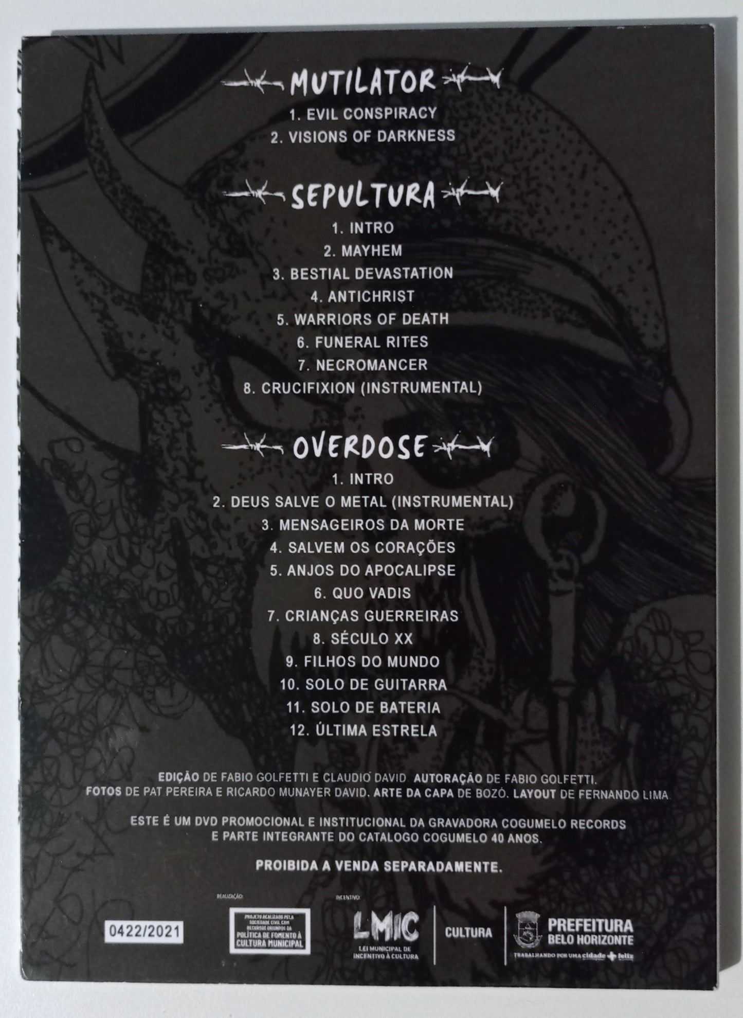 Sepultura / Overdose / Mutilator - Show De Lançamento Do LP "Bestial Devastation / Século XX (DVD Nacional - Usado)