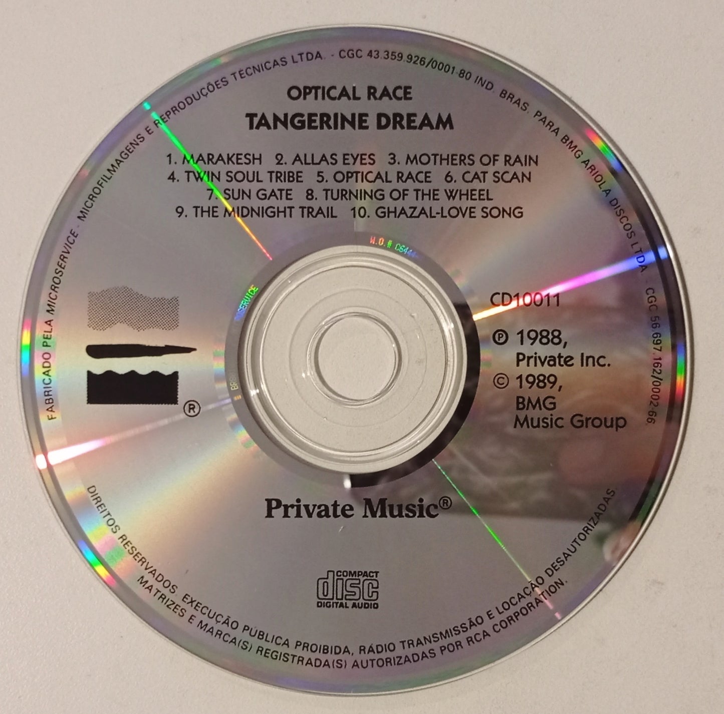 Tangerine Dream - Optical Race (CD - Nacional - USADO)