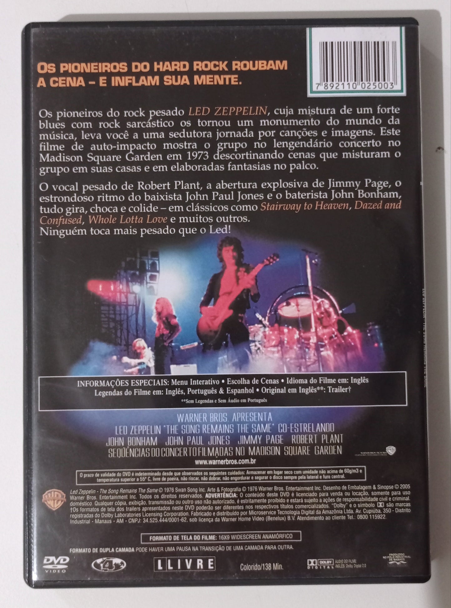 Led Zeppelin - The Song Remains the Same (DVD Nacional - Usado)