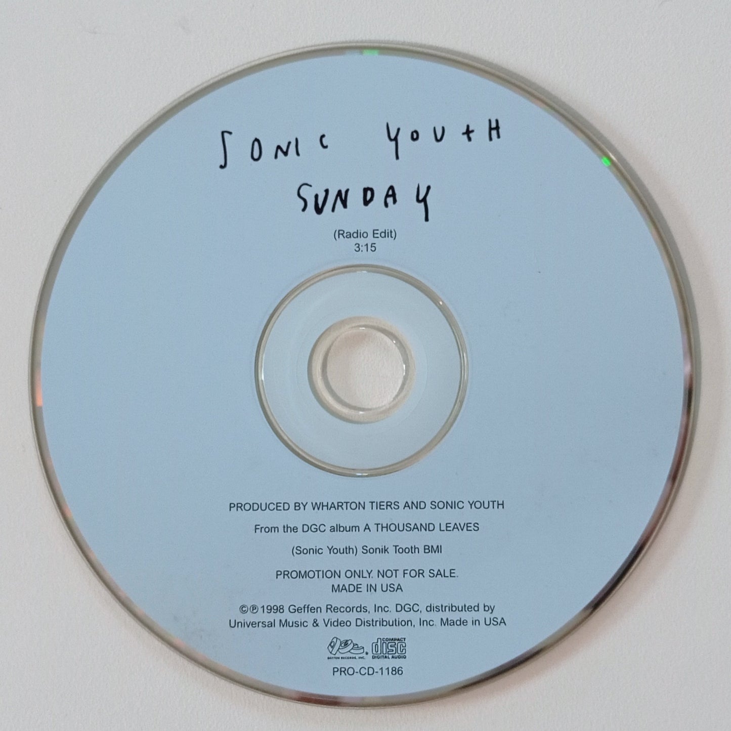 Sonic Youth - Sunday (CD Single USA - Usado)