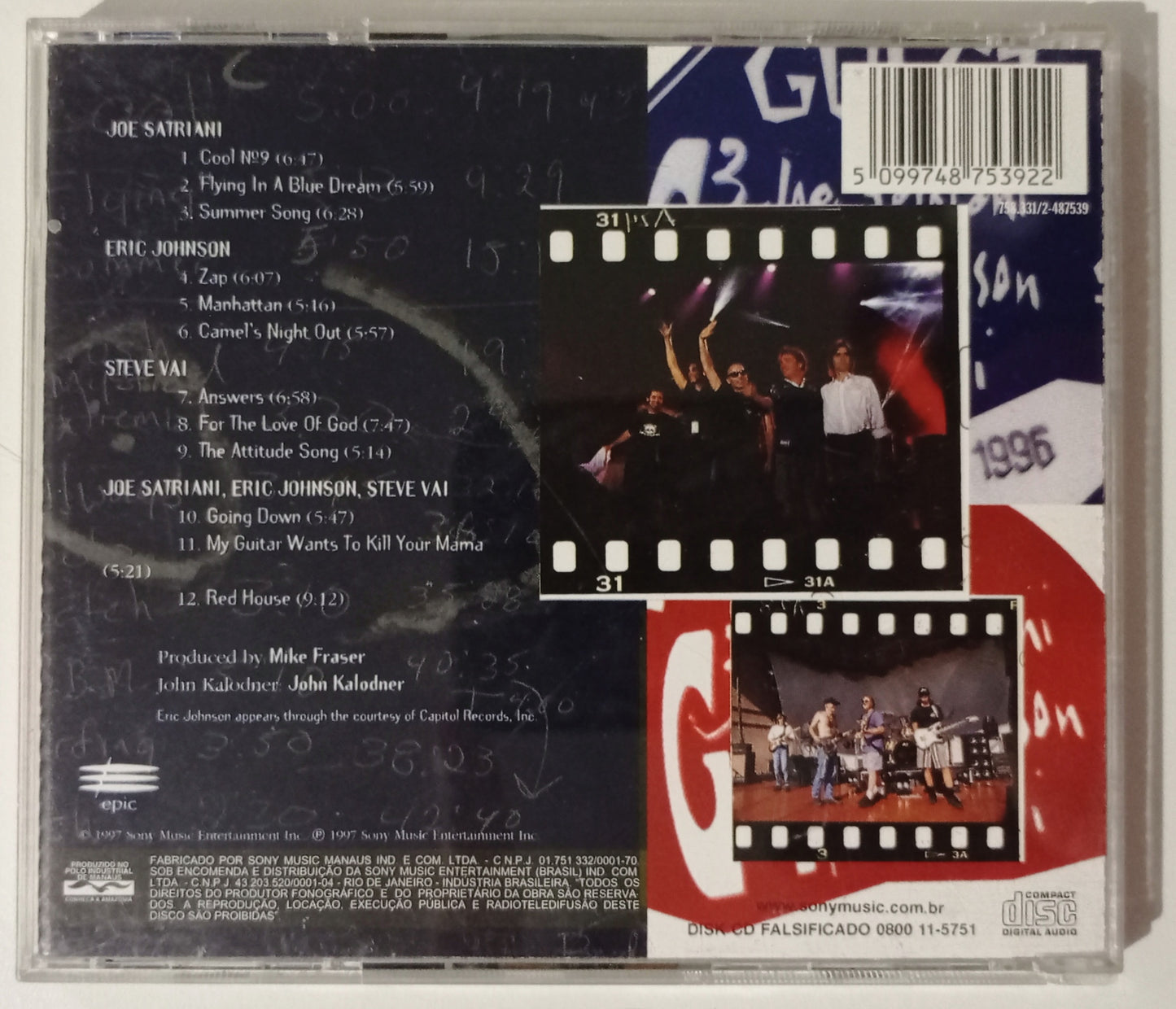 Joe Satriani / Eric Johnson / Steve Vai - G3 Live In Concert (CD Nacional - Usado)