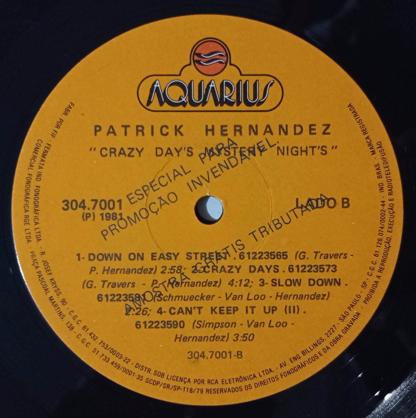 Patrick Hernandez - Crazy Day's Mystery Night's (LP - Nacional - USADO)