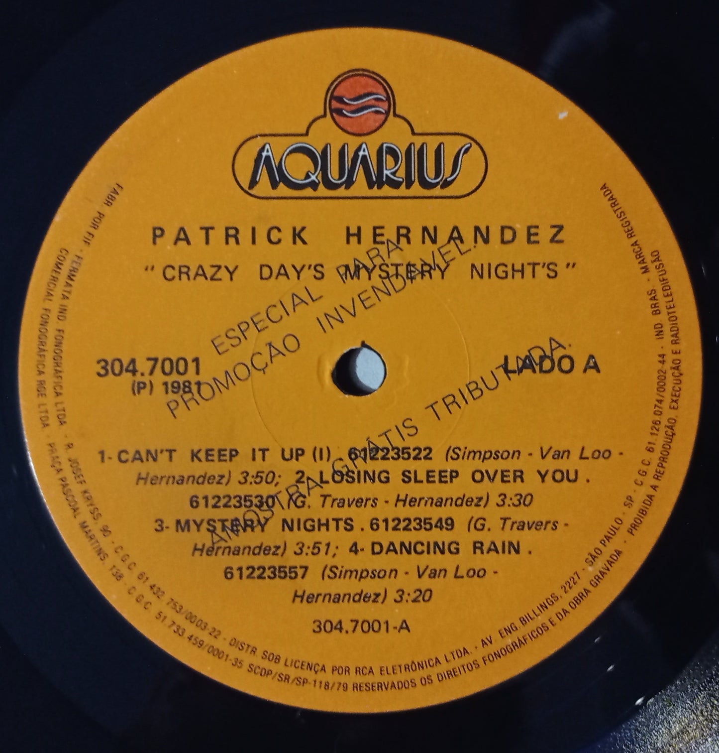 Patrick Hernandez - Crazy Day's Mystery Night's (LP - Nacional - USADO)
