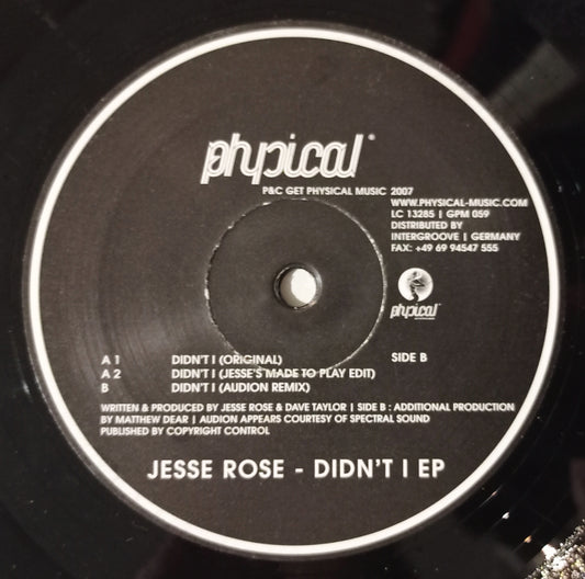 Jesse Rose - Didn't I EP (Vynil 12" - Importado Alemanha - USADO)