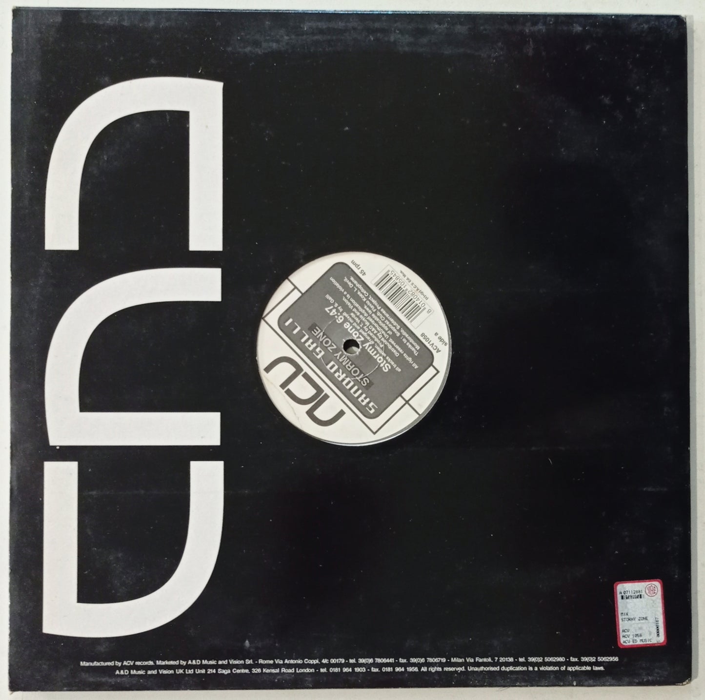 Sandro Galli - Stormy Zone (Vynil 12" - Importado Itália - USADO)