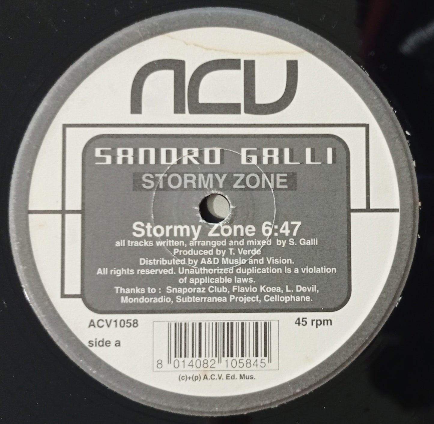 Sandro Galli - Stormy Zone (Vynil 12" - Importado Itália - USADO)