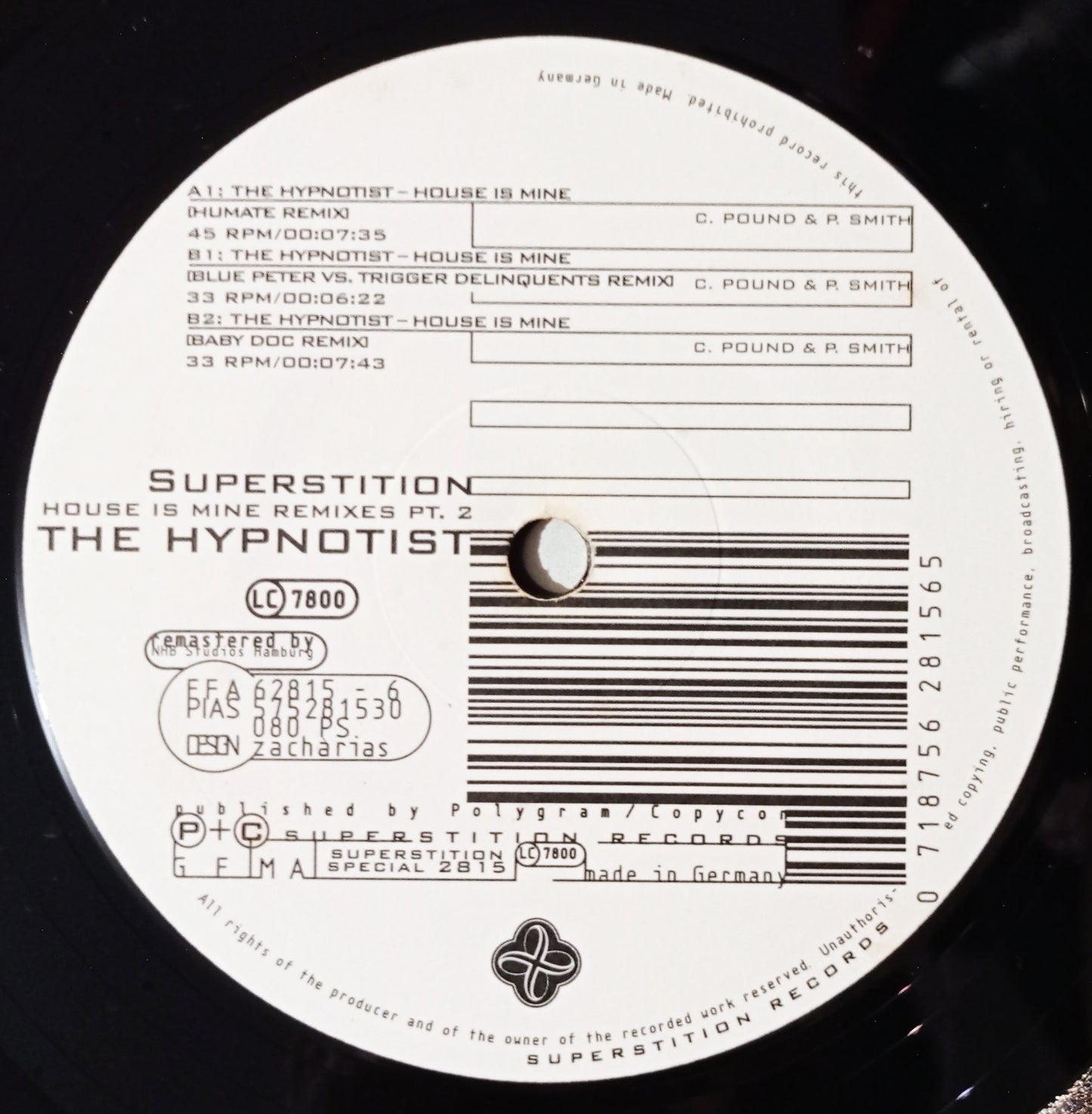 The Hypnotist - House Is Mine Remixes Pt. 2 (Vynil 12" - Importado Alemanha - USADO)