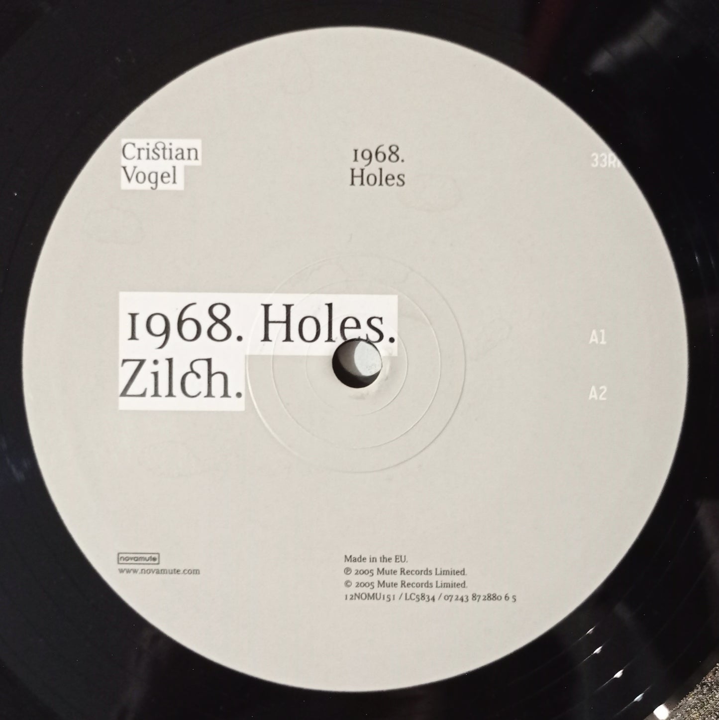 Cristian Vogel - 1968.Holes (Vynil 12" - Importado Inglaterra - USADO)