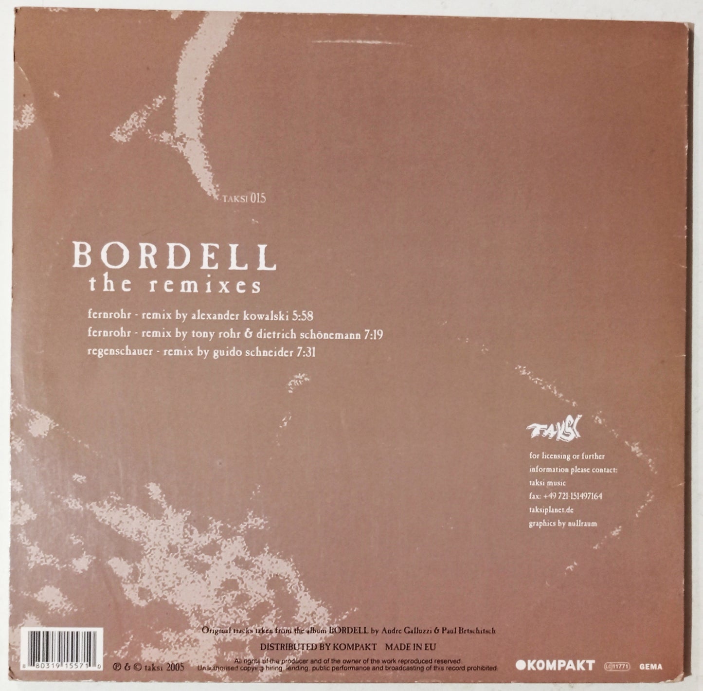 Brtschitsch & Galluzzi - Bordell (The Remixes) (Vynil 12" - Importado Alemanha - USADO)
