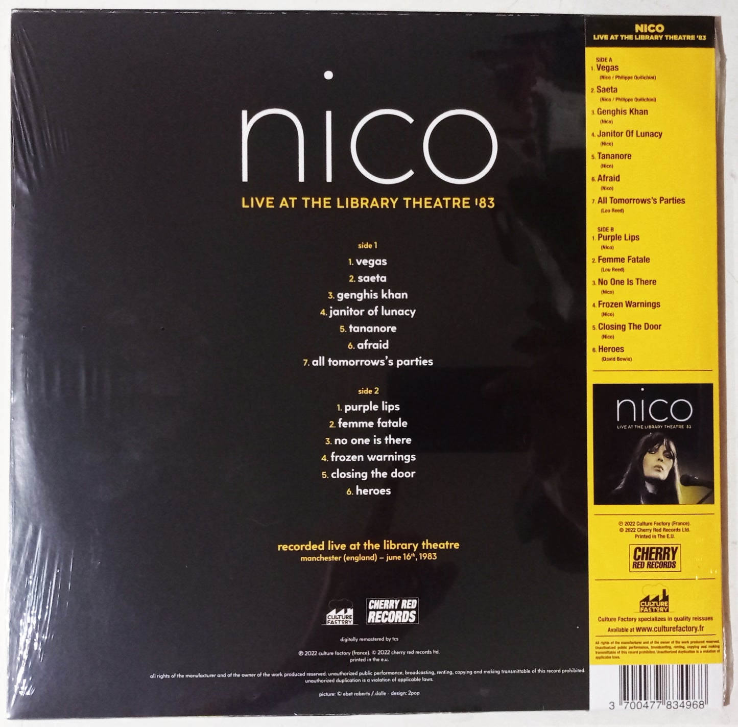 Nico - Live At The Library Theatre '83 (LP Translúcido Amarelo - Importado União Européia - LACRADO)